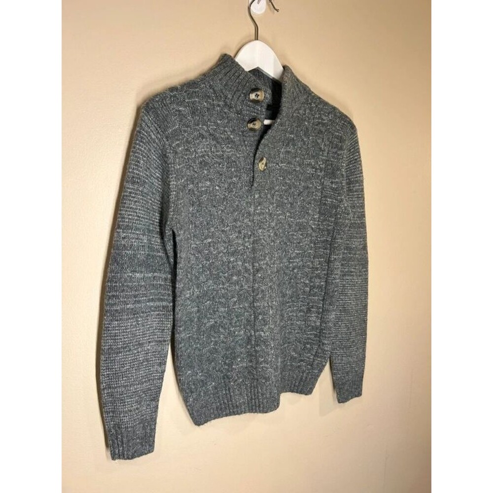 Kian D Los Angeles Men's M Sweater Button Cable Knit Grey